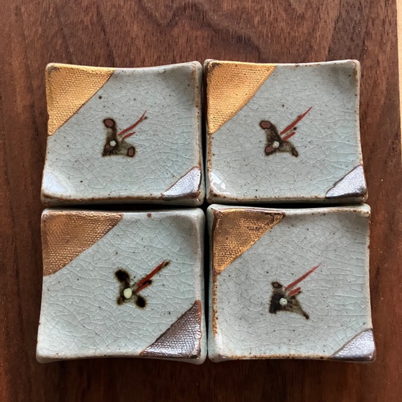 JAPANESE CERAMIC CHOPSTICK/CUTLERY REST SET OF 4 VINTAGE UNIQUE - Picture 3 of 9